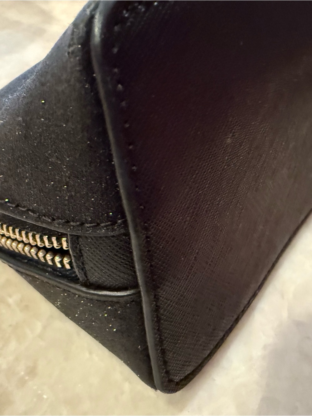 kate spade New York Black Glitter Cosmetic Bag 7.24" W x 4.01" H x 3.54" D - Picture 7 of 15